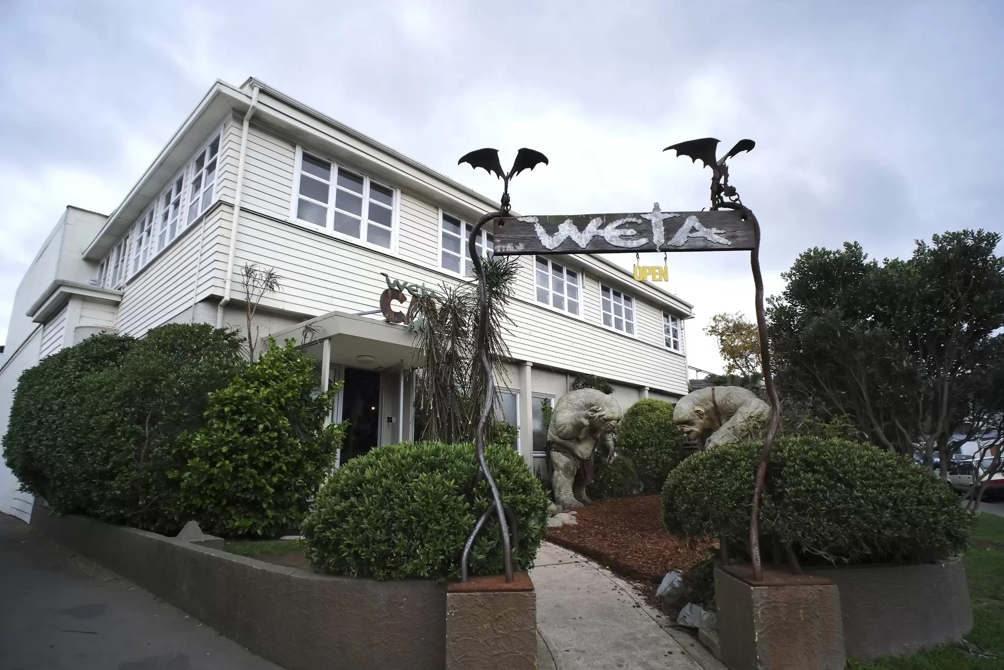 Front Entrance at Weta Cave on a cloudy and gloomy day.