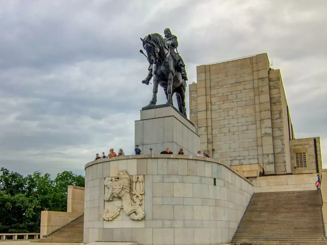 Equestrian Statue of Jan Zizka at Czech National Museum in Vitkov, Prague, Czech Republic. This statue is the third largest bronze statue in the world. 