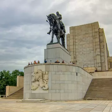 Equestrian Statue of Jan Zizka at Czech National Museum in Vitkov, Prague. This statue is the third largest bronze statue in the world. 