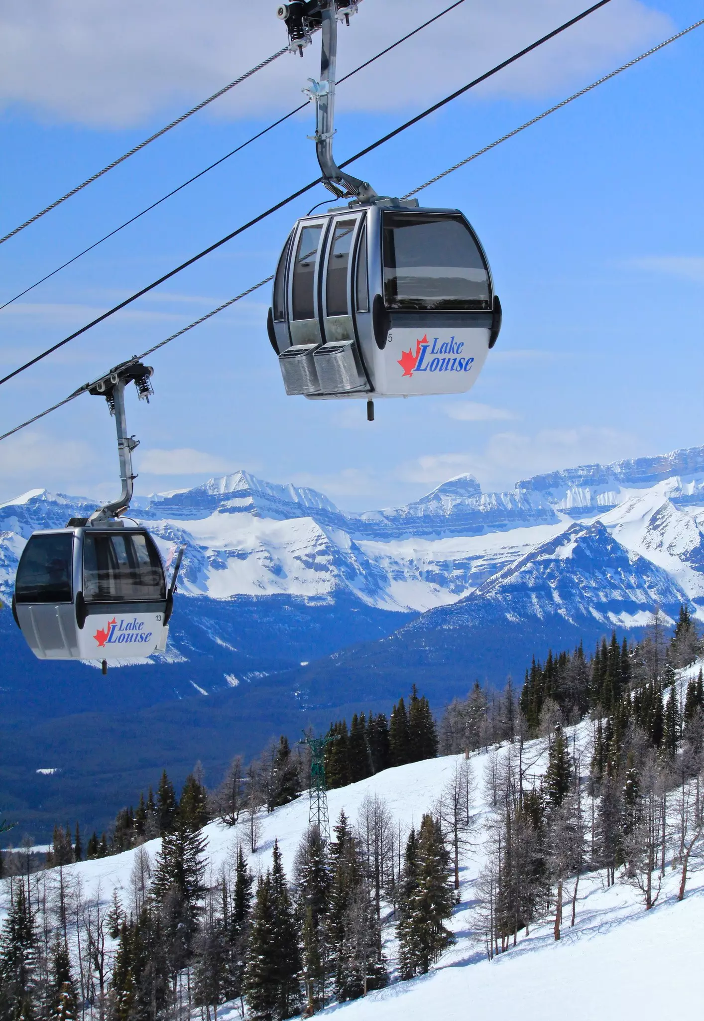 The Lake Louise Gondola on a snowy day in Banff National Park.