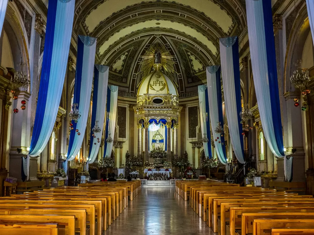 Patzcuaro's Basilica Church in Mexico interior