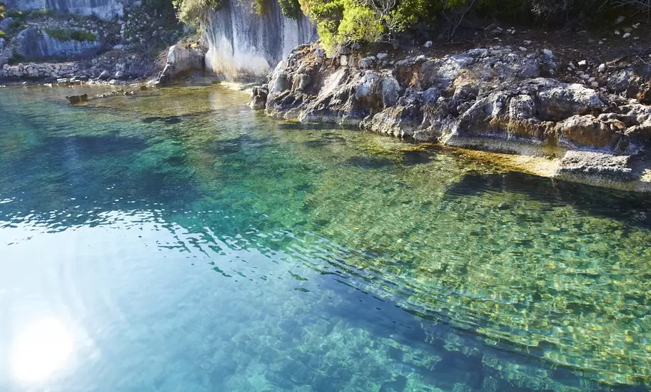 Sunken Lycian town on coast of Kekova island.