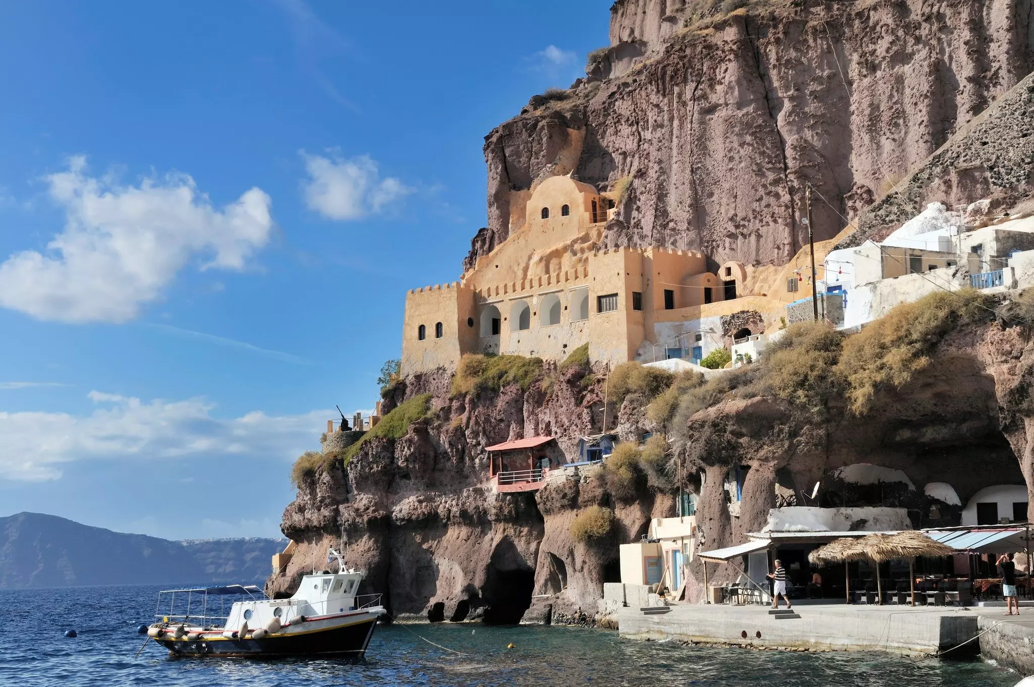 The Old Port below Fira where the only way up and down to the town is by donkeys, cable car or to walk. GaryRBenson/Getty Images