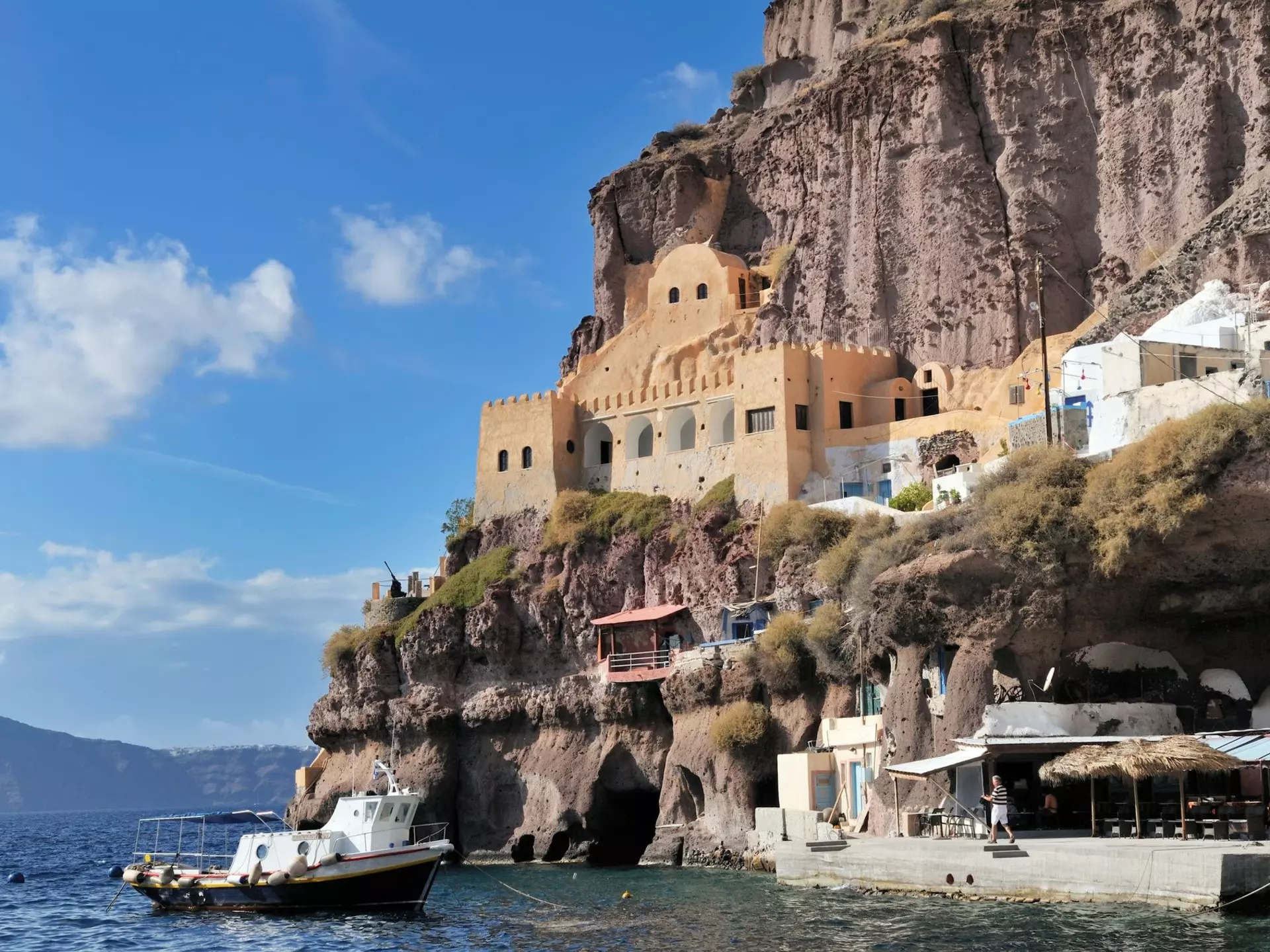 The Old Port below Fira where the only way up and down to the town is by donkeys, cable car or to walk. GaryRBenson/Getty Images