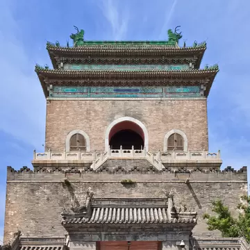 View of the Bell Tower in the old town of Beijing, China.