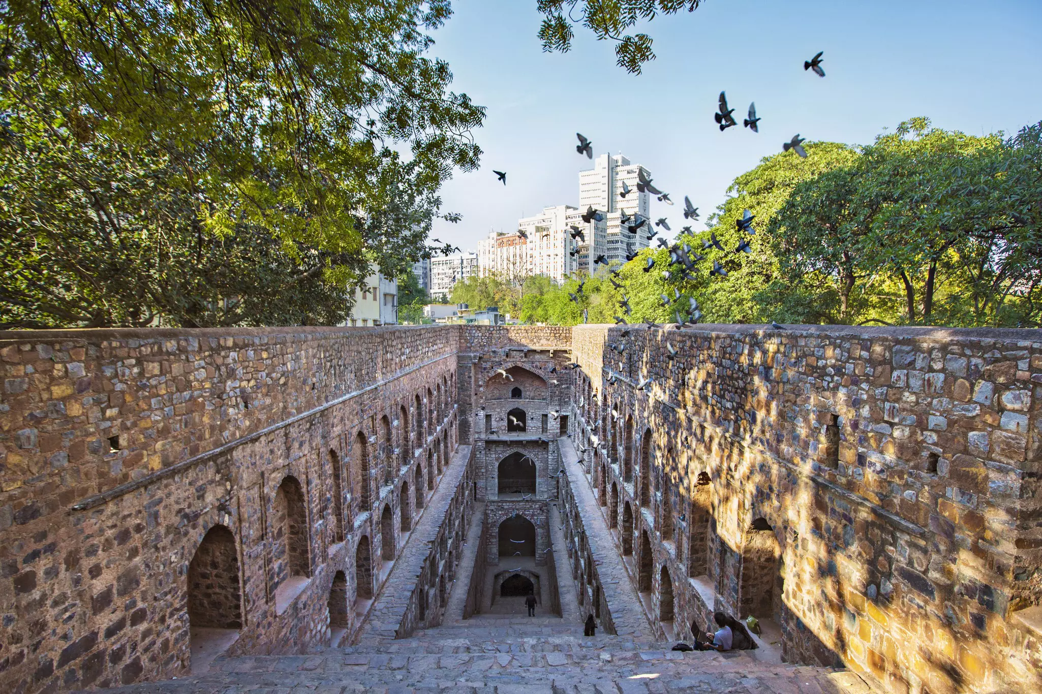 Agrasen ki Baoli stepwell on Hailey Road, New Delhi, India.