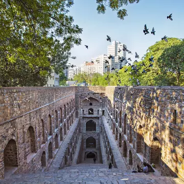 Agrasen ki Baoli step-well on Hailey Road. New Delhi, India.
