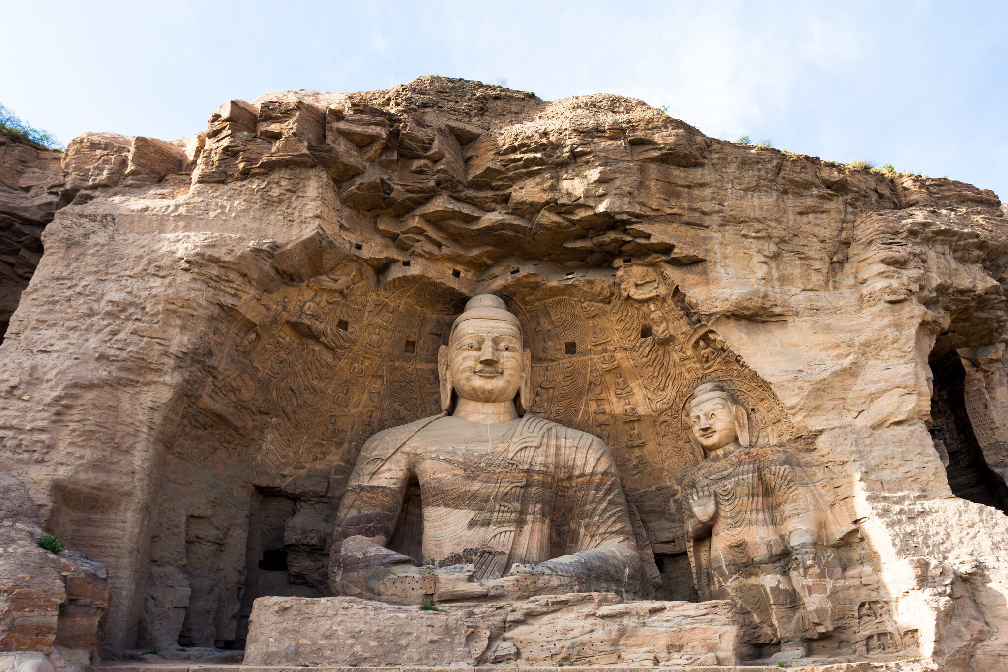 Built in 460-525 AD, the Yungang caves in Datong, China, are composed of 252 caves with more than 51,000 Buddha statues carved in the stone