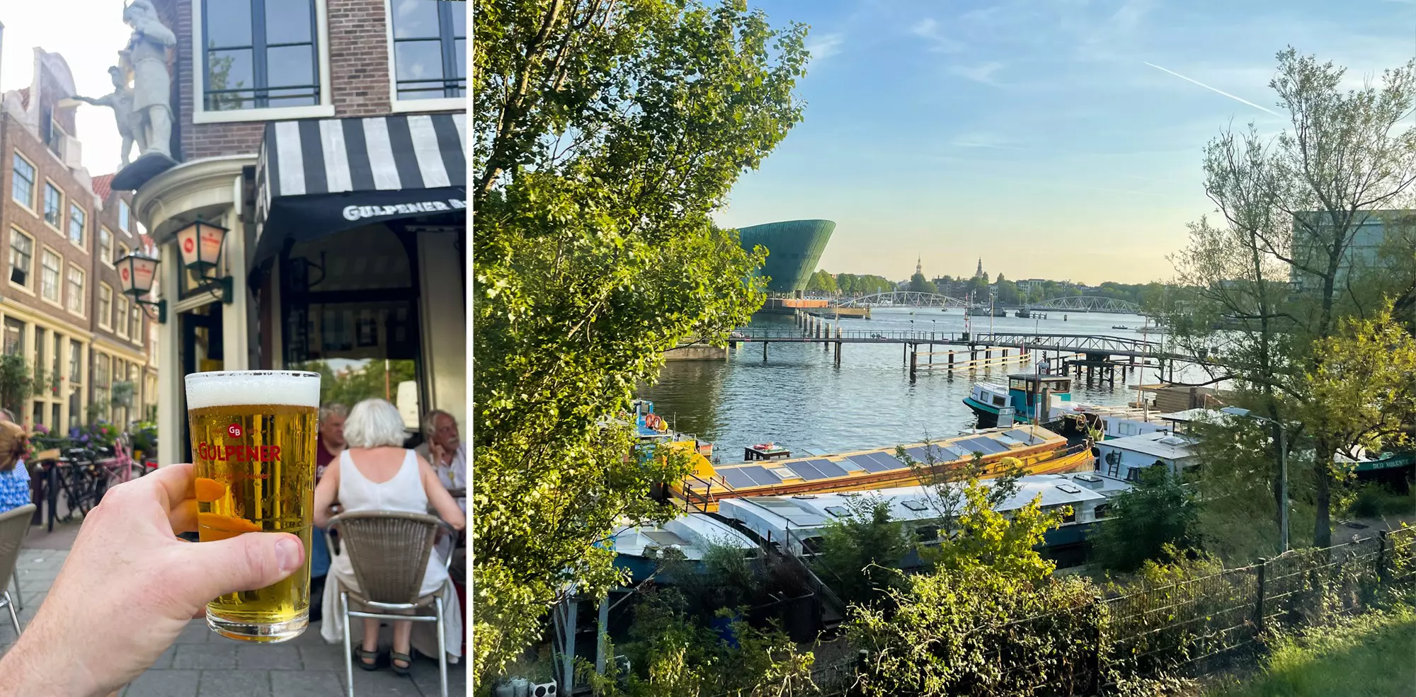 A quick beer before boarding, before taking in views of Amsterdam from the train © Tom Hall