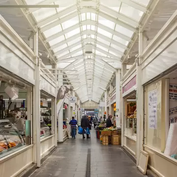The interior of the Nuovo Mercato di Testaccio – the new local market in the Testaccio neighborhood – in Rome, Italy.
