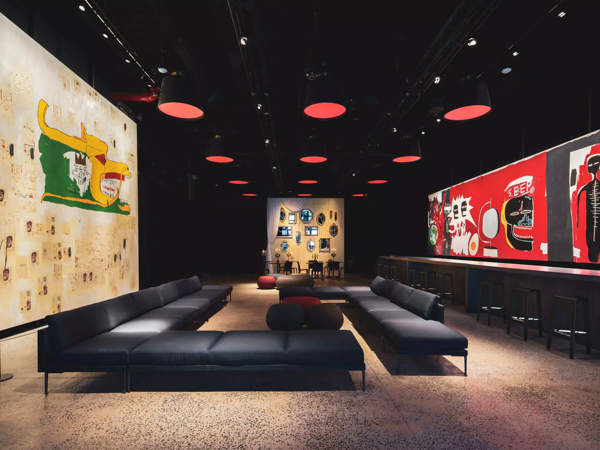 Installation view of <em>Jean-Michel Basquiat: King Pleasure</em> at Starrett-Lehigh in New York © Ivane Katamashvili