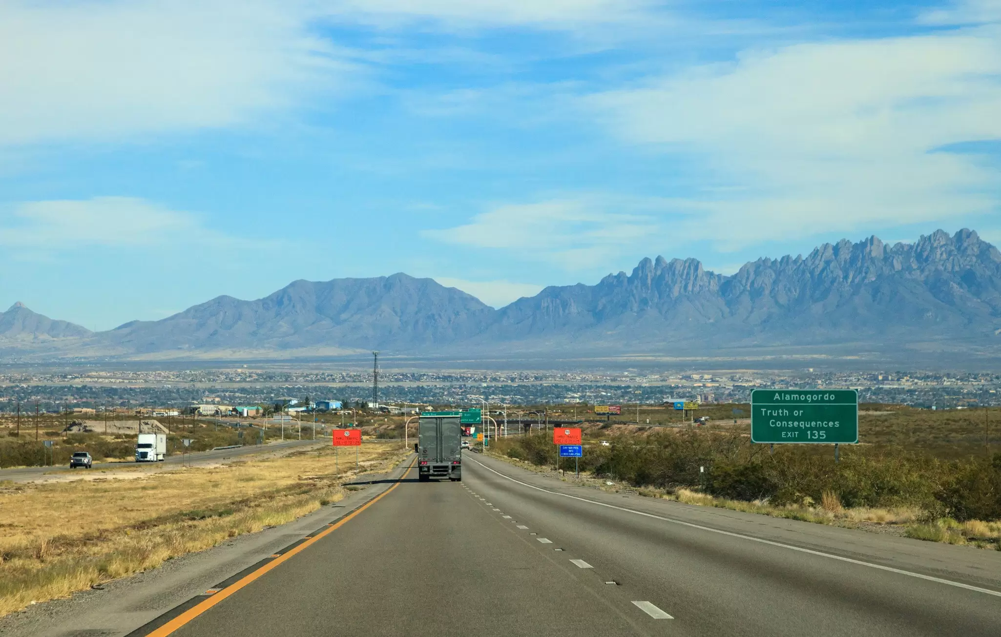A view of the Peloncillo Mountains from the highway near Truth or Consequences, New Mexico. 