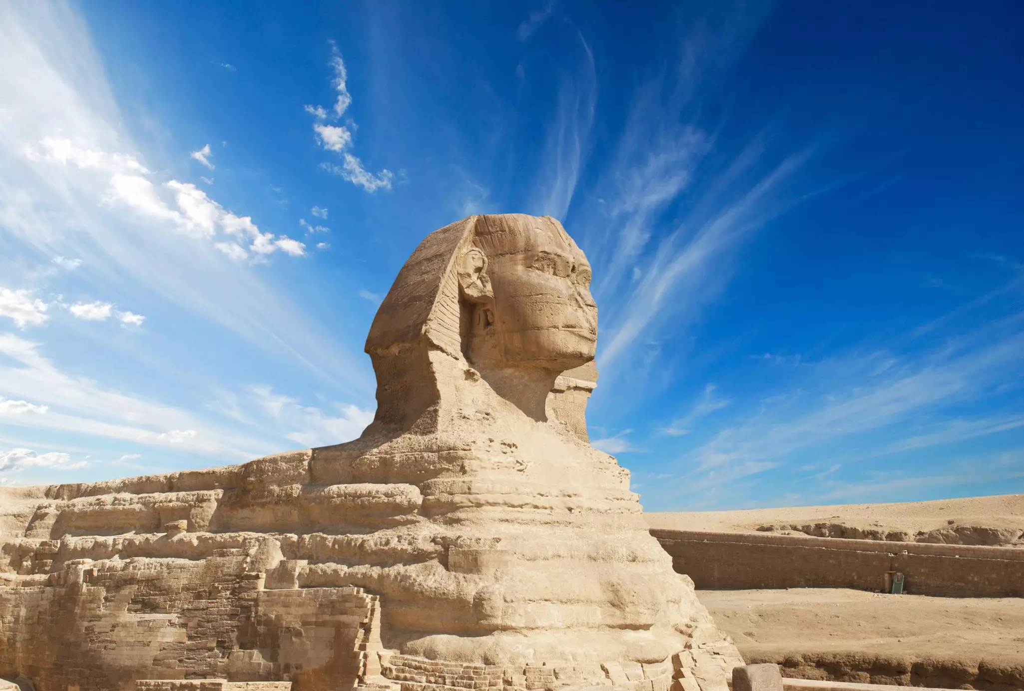 The Sphinx at Giza on a sunny day