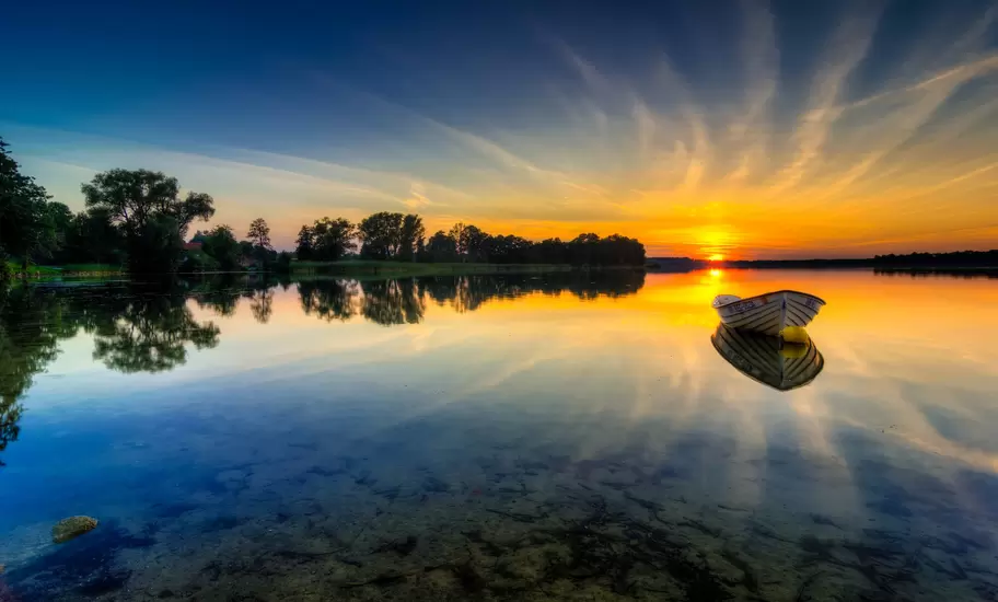 Masurian Lakes at sunset in Poland.