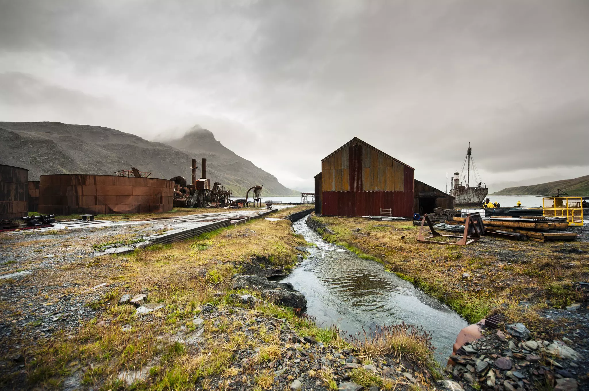 Abandoned whaling facilities in South Georgia from the 1900s.