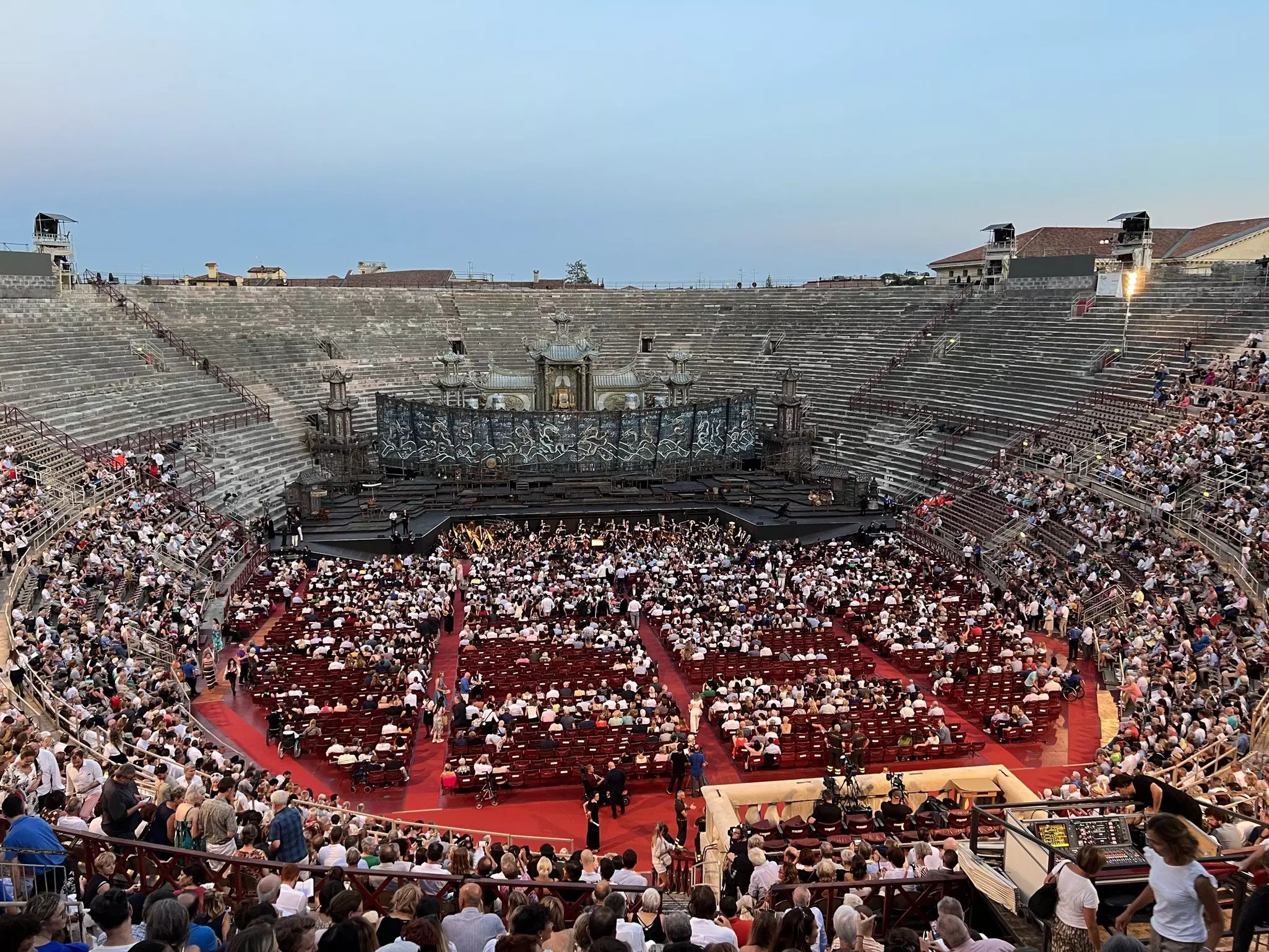 An audience gathers for a performance at the Arena di Verona, Italy.