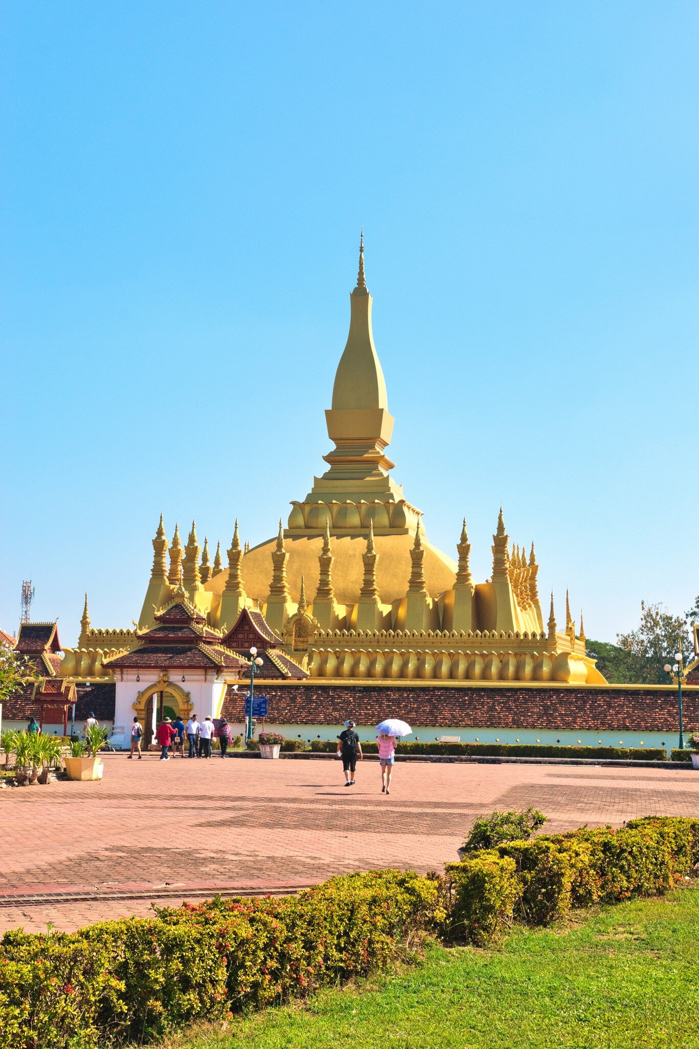 View of the stupa inside the temple, Vientiane, Laos.