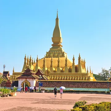 View of the stupa inside the temple, Vientiane, Laos.