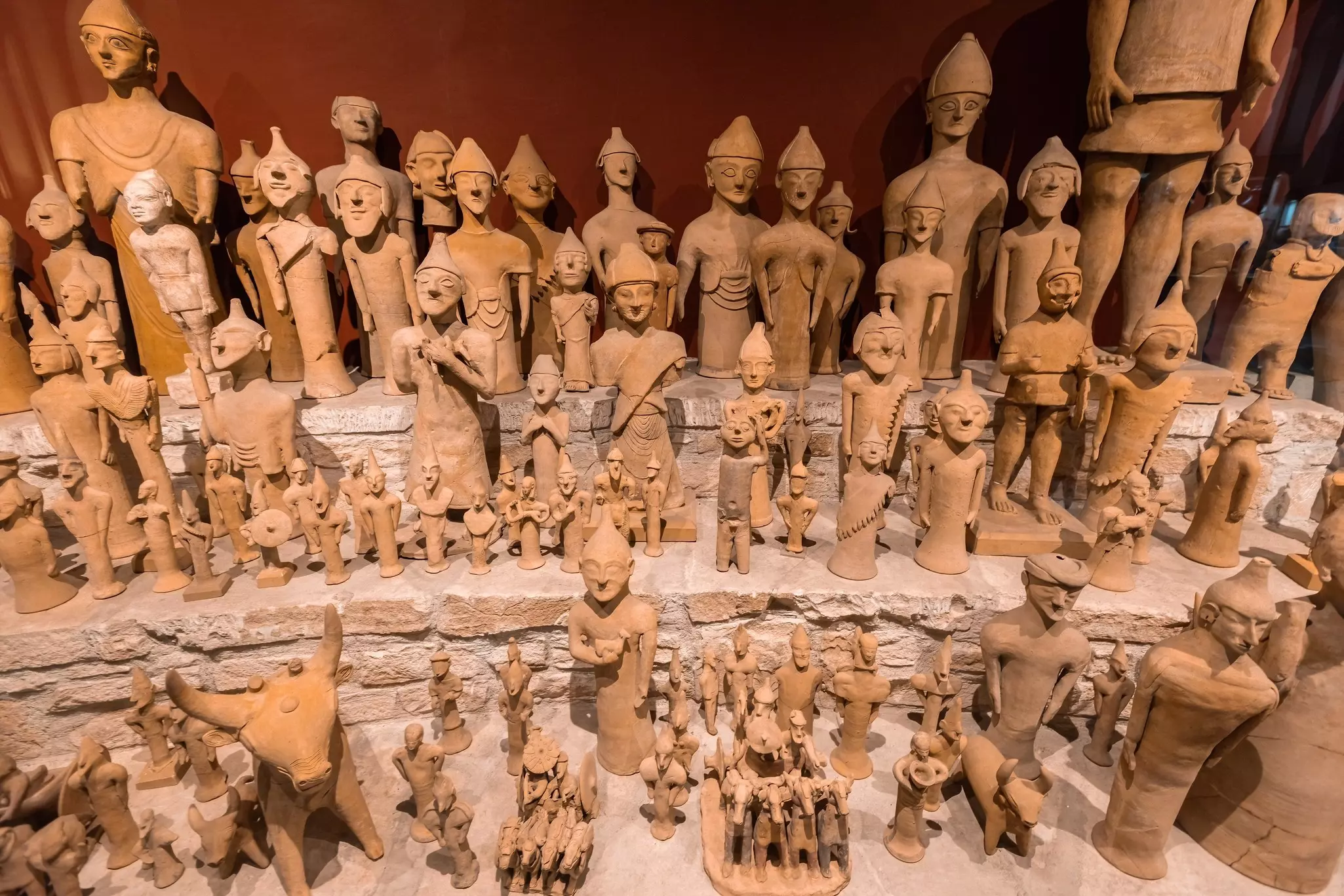 Terracotta figurines in the Cyprus Museum, Nicosia (Lefkosia), Cyprus.