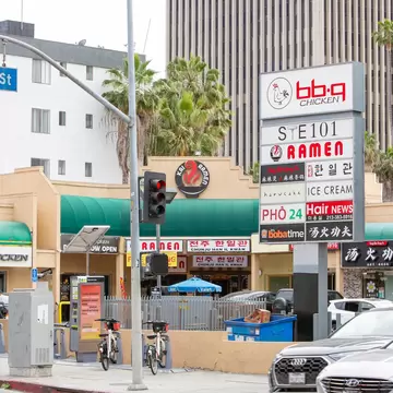 A street corner in Los Angeles' Koreatown