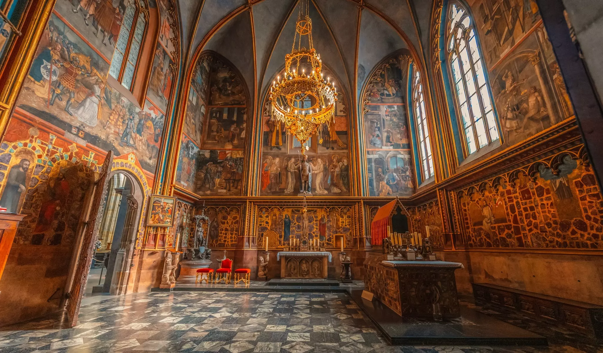 Interior of St Vitus Cathedral in Prague Castle