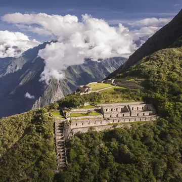 Choquequirao is an Incan site in south Peru, similar in structure and architecture to Machu Picchu. The ruins are buildings and terraces at levels above and below Sunch'u Pata, the truncated hill top