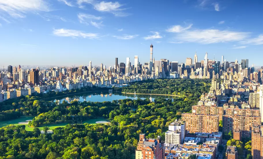 Aerial view of Central Park, Manhattan, New York.