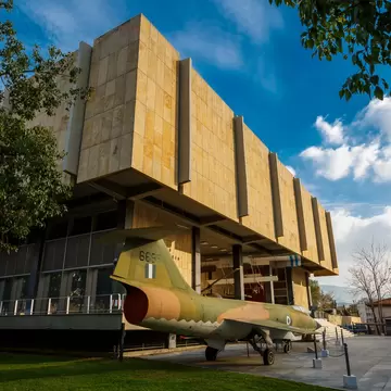 Athens, Greece - January 9, 2018: Fighter plane in front of Athens War Museum.