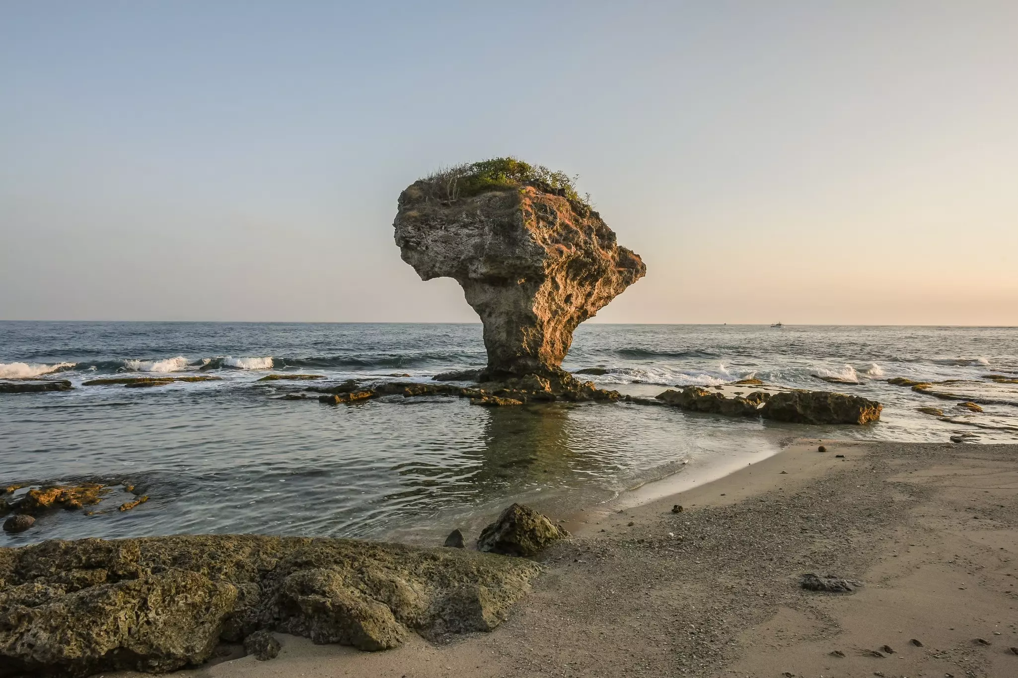 Landscape View Of Beautiful Vase Rock And Coastline At Sunrise, Xiaoliuqiu (Little Liuqiu, Lamay Island, or Lambai Island)