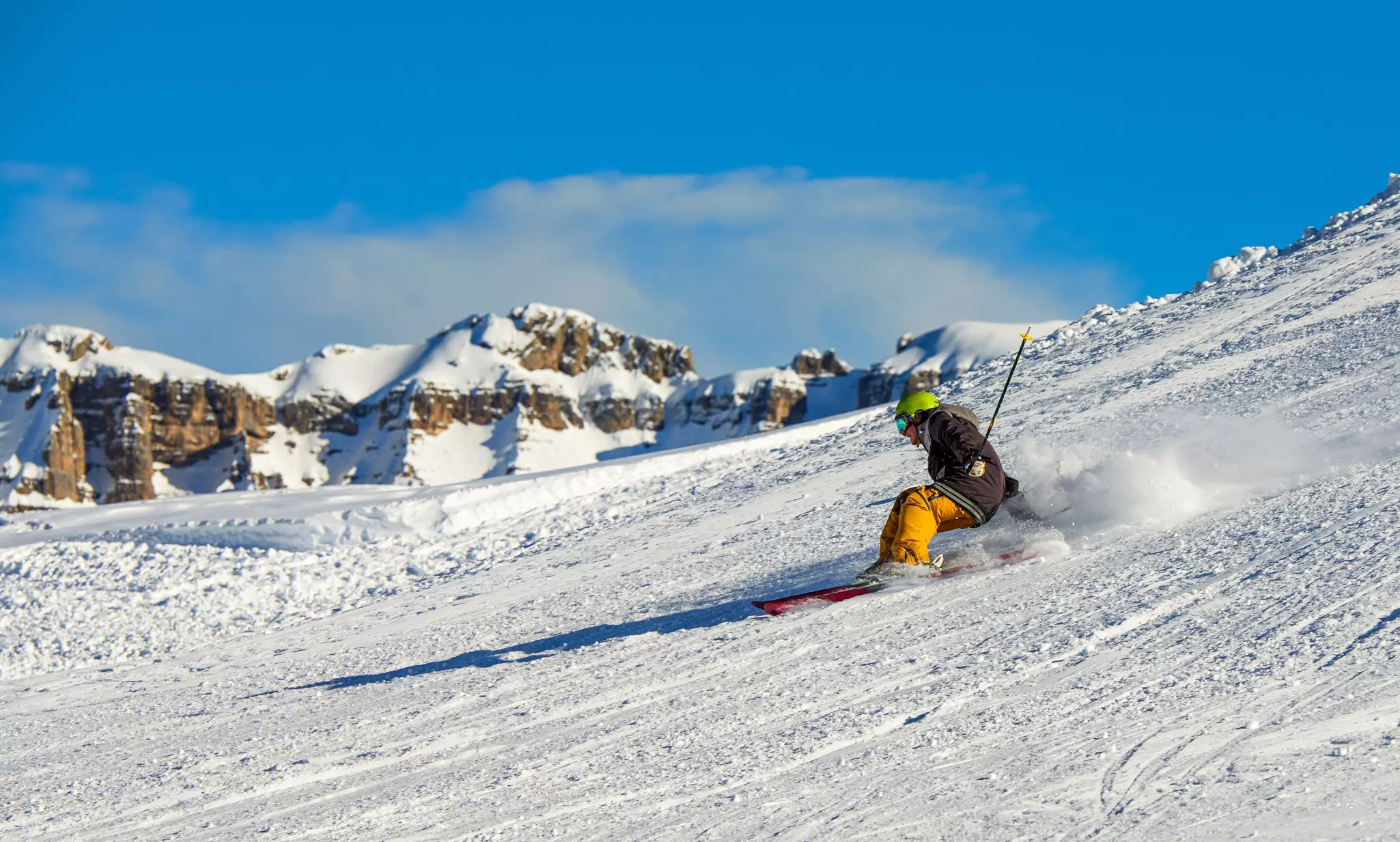 A skier rides down a slope at Madonna di Campiglio.