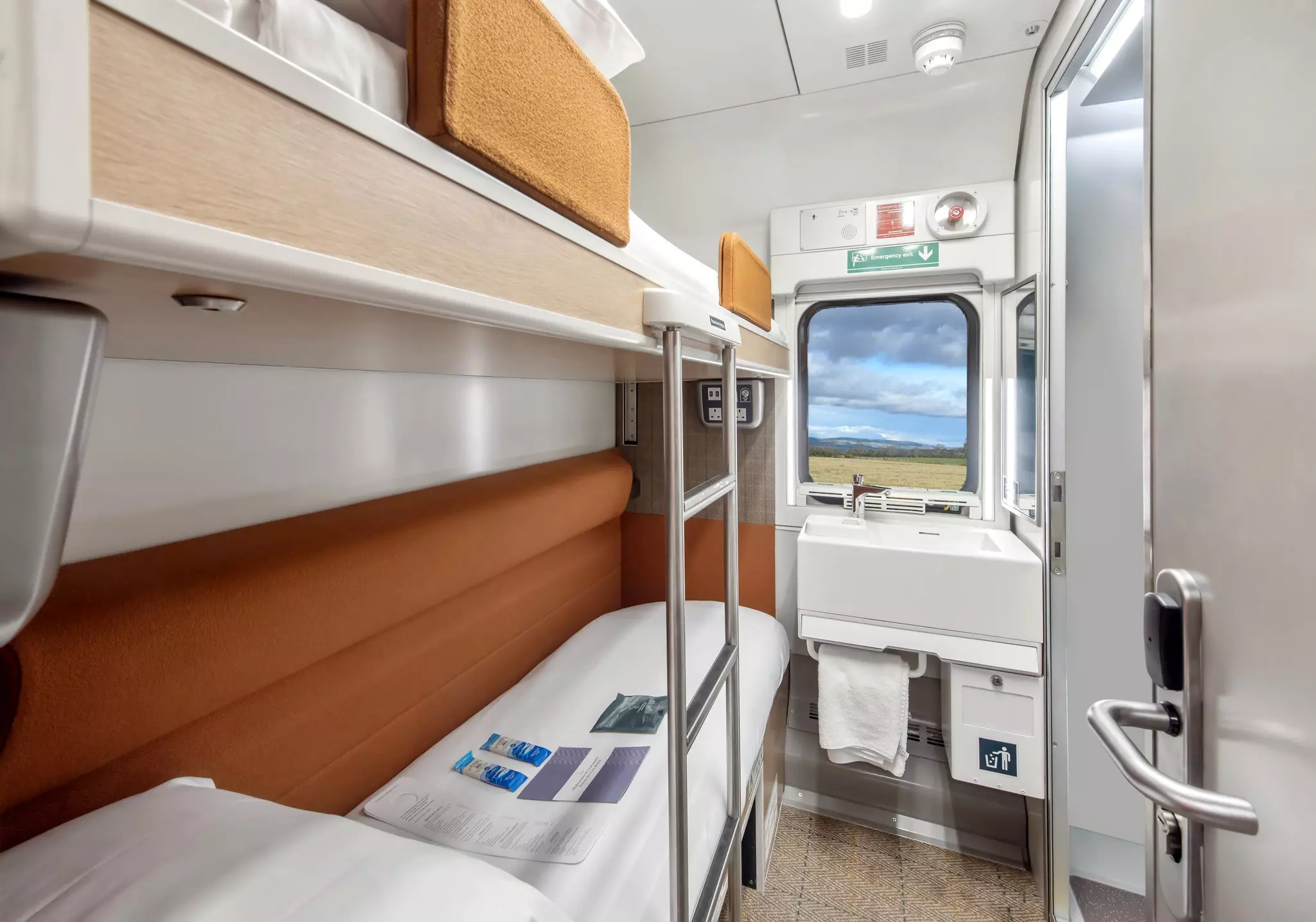 A club room aboard a train