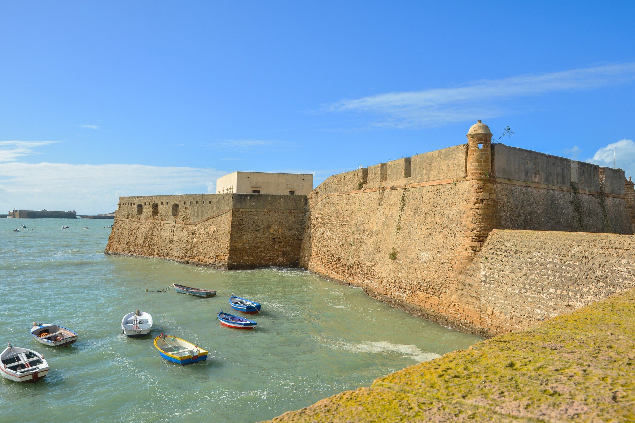 Cadiz, Andalusia, Spain - November 21, 2018: Fortress of Santa Catalina (Castillo de Santa Catalina).
