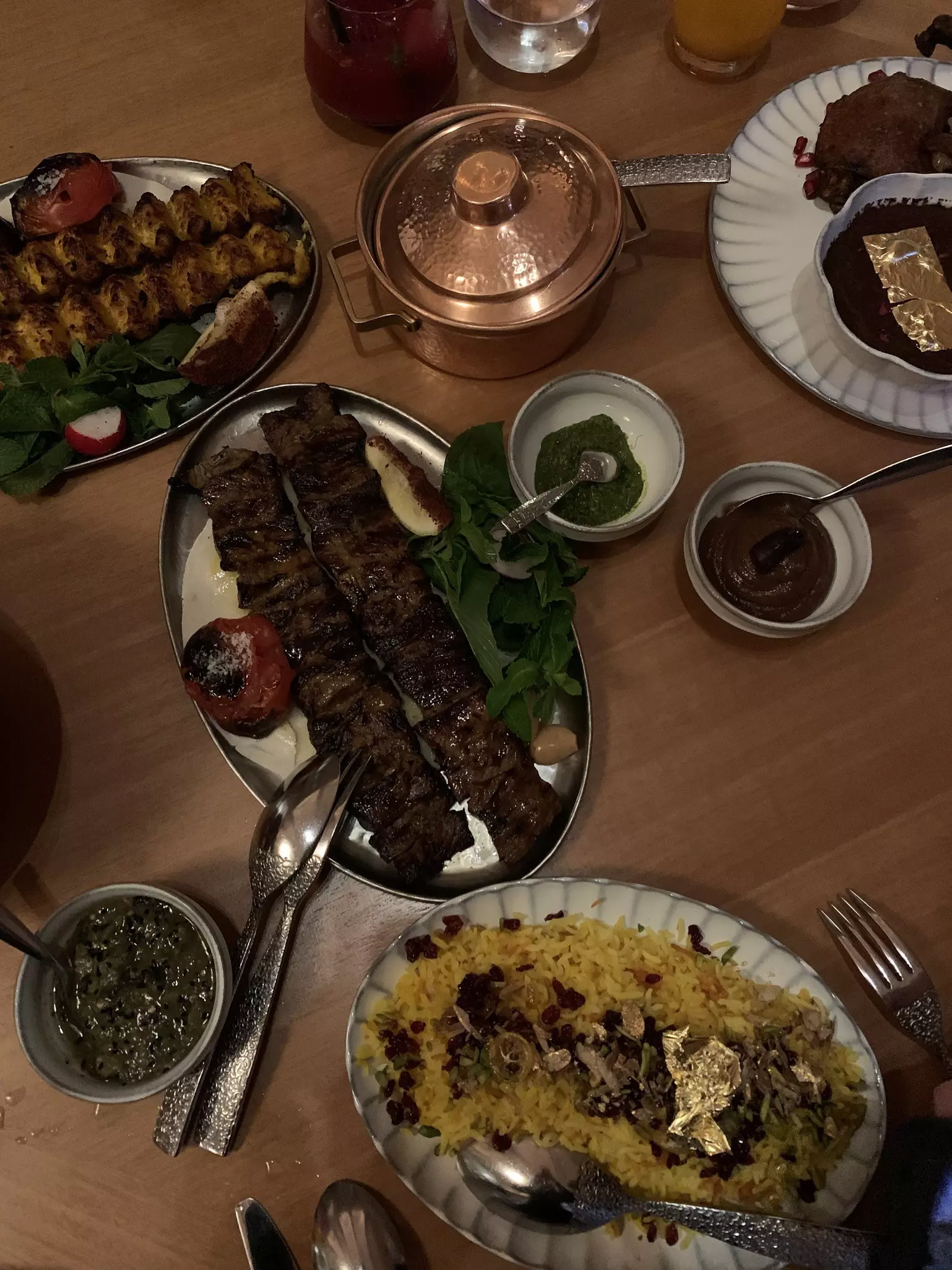 A tableful of food at Ariana’s Persian Kitchen in Dubai