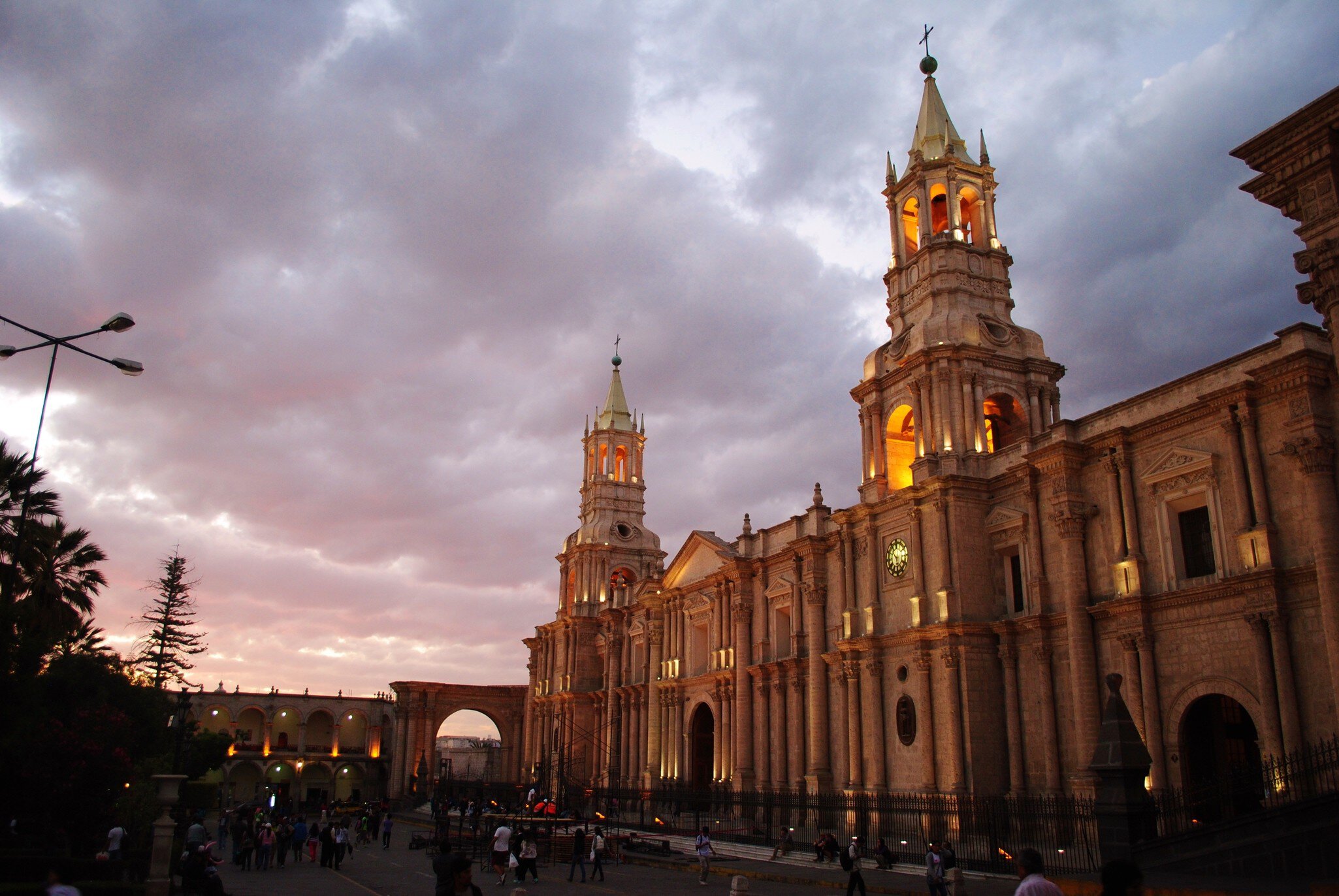 Sunset at Basilica Cathedral of Arequipa