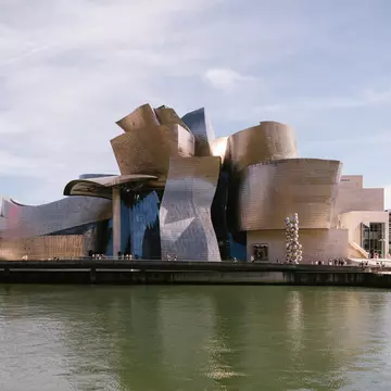 Exterior view of the Museo Guggenheim in Bilbao, Spain.