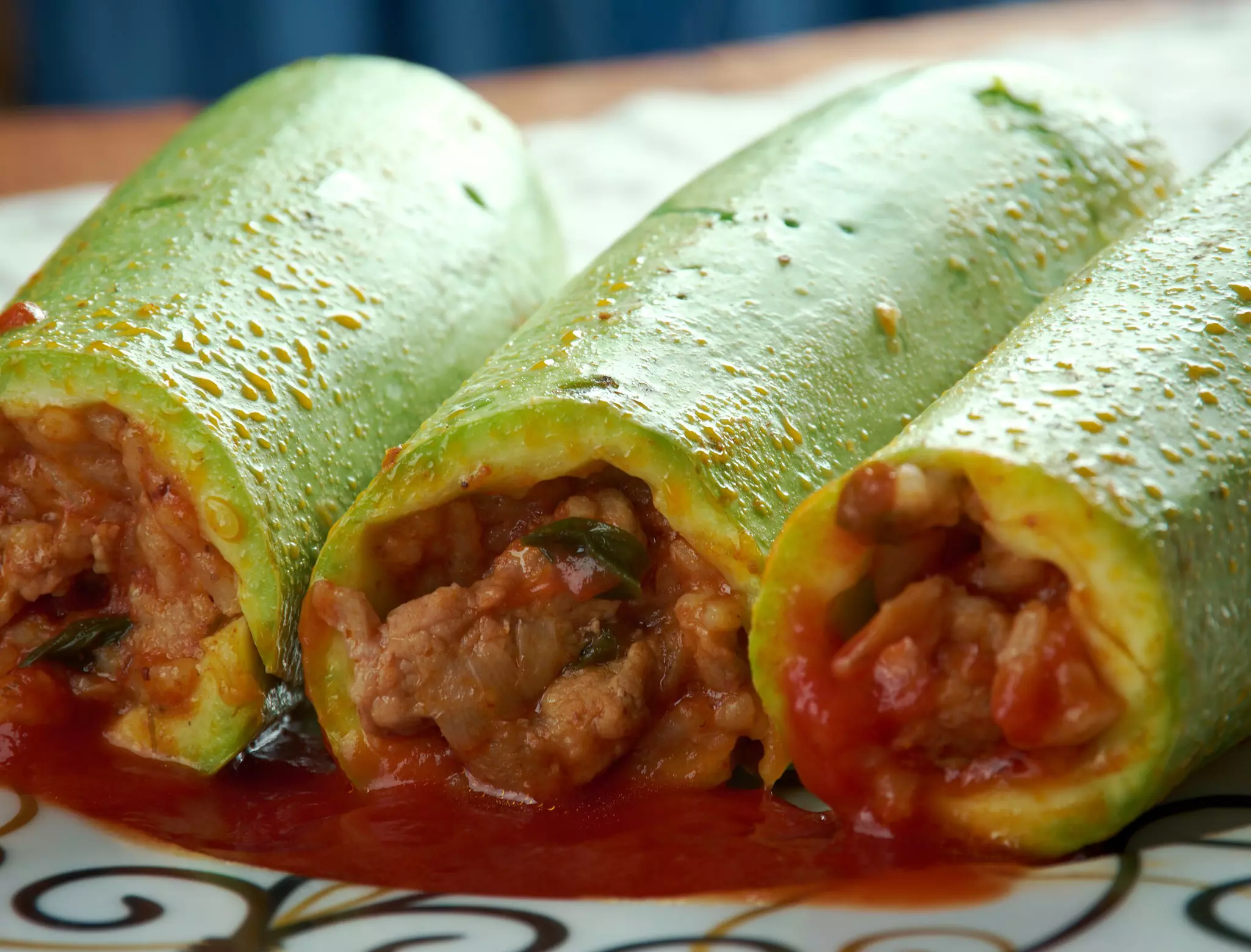 Mahshi (stuffed vegetables) on a plate in Egypt.