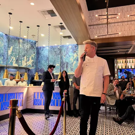 Celebrity Chef Gordon Ramsay at his restaurant, Hell's Kitchen.