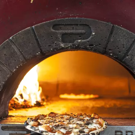 Woodfire oven at Roberta's Pizza, 261 Moore St