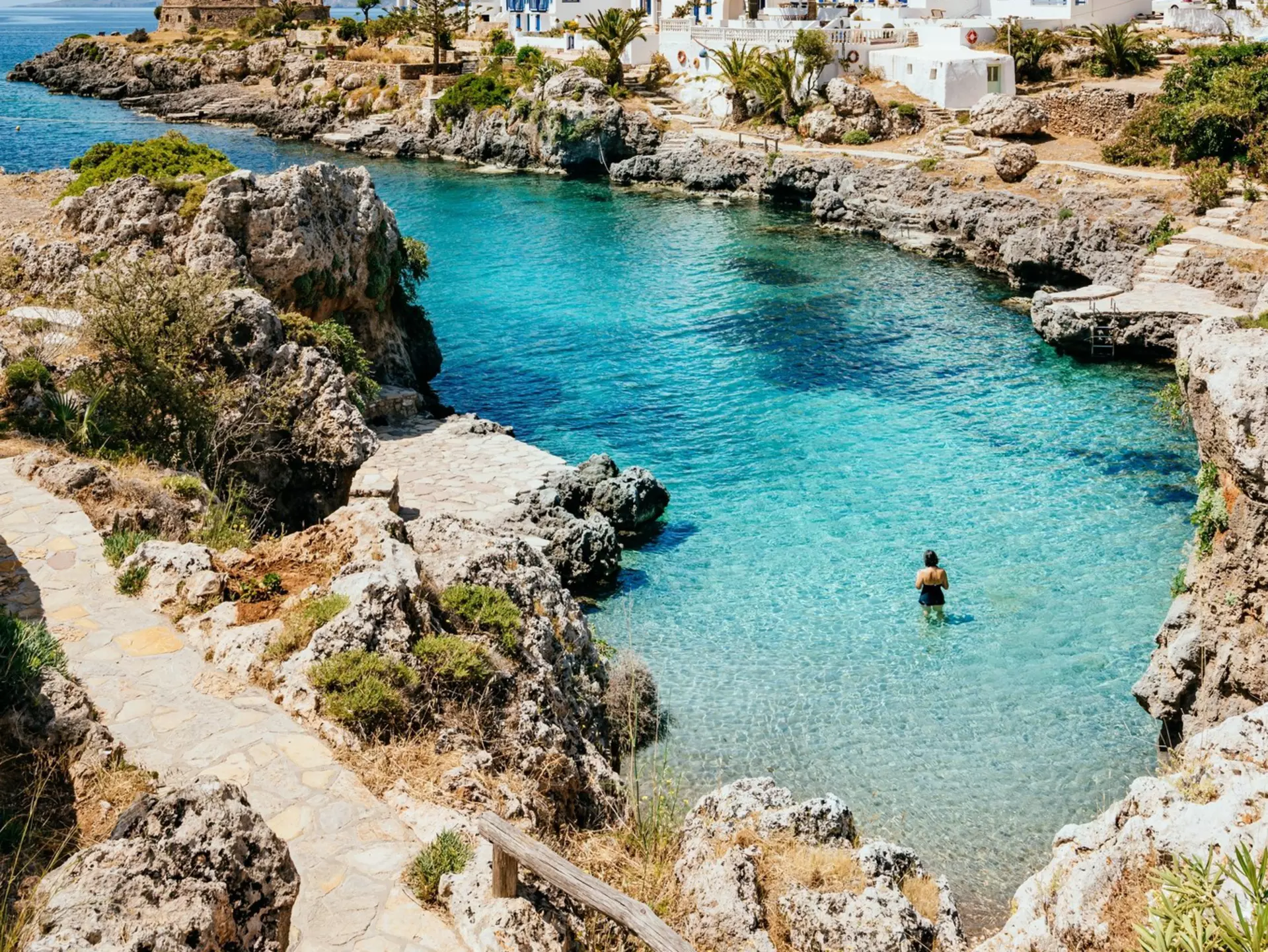 The Bath of Aphrodite (known also as the Bath or Baths of Venus) is a natural pool or inlet at Avlemonas village, on the east coast of Kythira, a Greek island off the tip of the Peloponnese pensinsula.