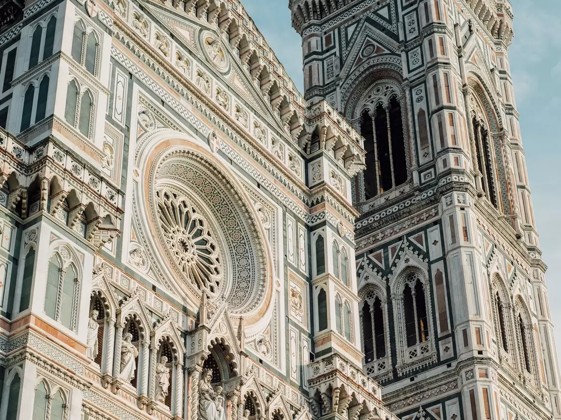 Exterior view of the Santa Maria del Fiore Cathedral in Florence, Italy.