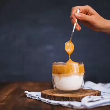 Iced Dalgona Coffee on wooden table
1219154850