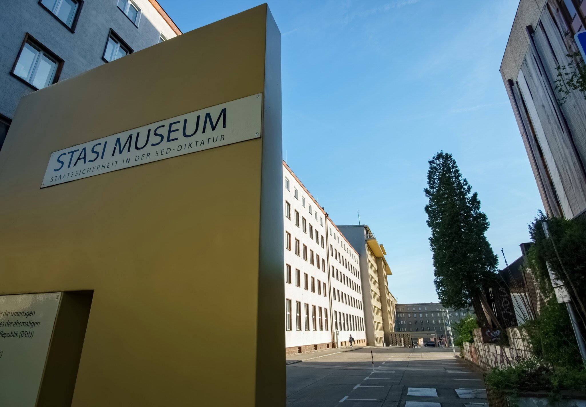 Main entrance of the Stasi Museum in Berlin-Lichtenberg, located in the former headquarters of the East German Ministry for State Security (MfS), Germany. 