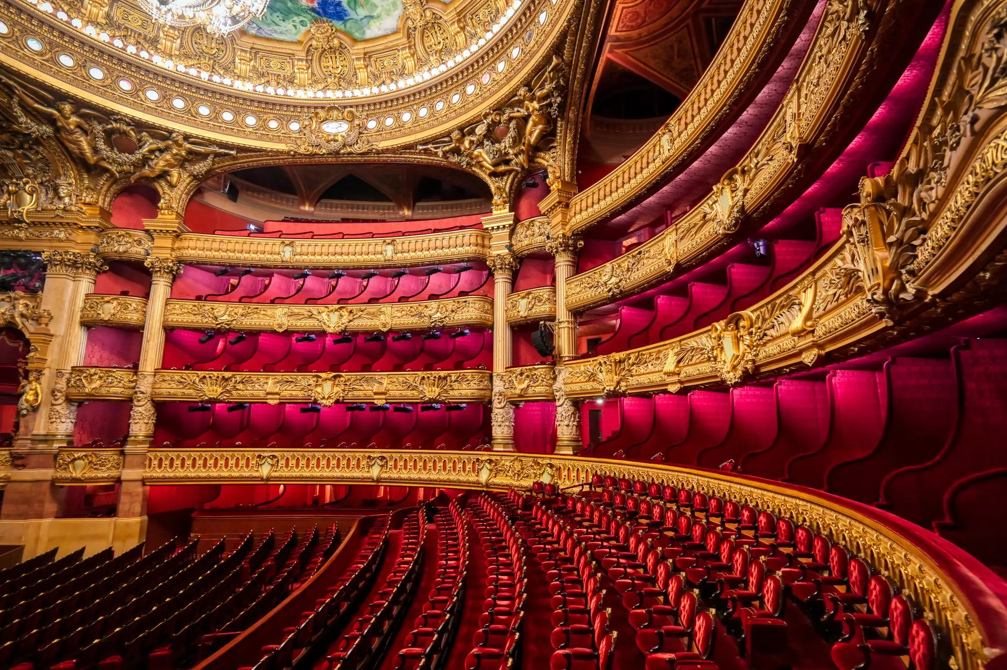 Paris, France - April 23, 2019 - The auditorium of the Palais Garnier located in Paris, France., License Type: media, Download Time: 2025-10-03T16:00:11.000Z, User: nic.dhoedt_lonelyplanet, Editorial: true, purchase_order: 56530 - Guidebooks, job: Global Publishing WIP, client: Lonely Planet Pocket Paris 9, other: Nicolas D'Hoedt