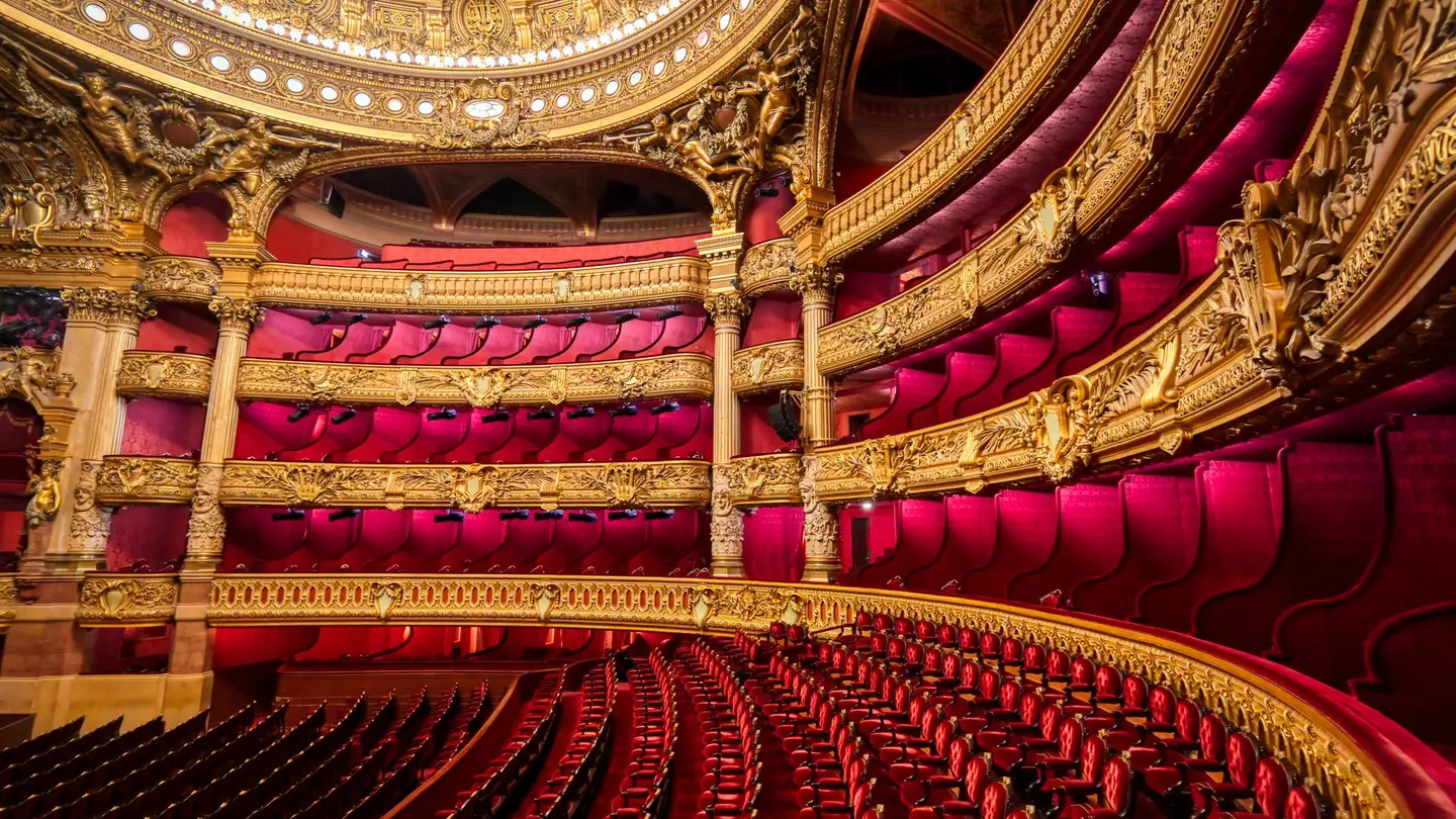 The auditorium of the Palais Garnier located in Paris, France.