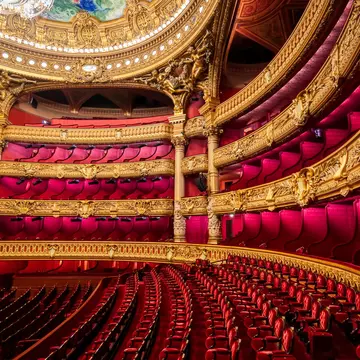 The auditorium of the Palais Garnier located in Paris, France.