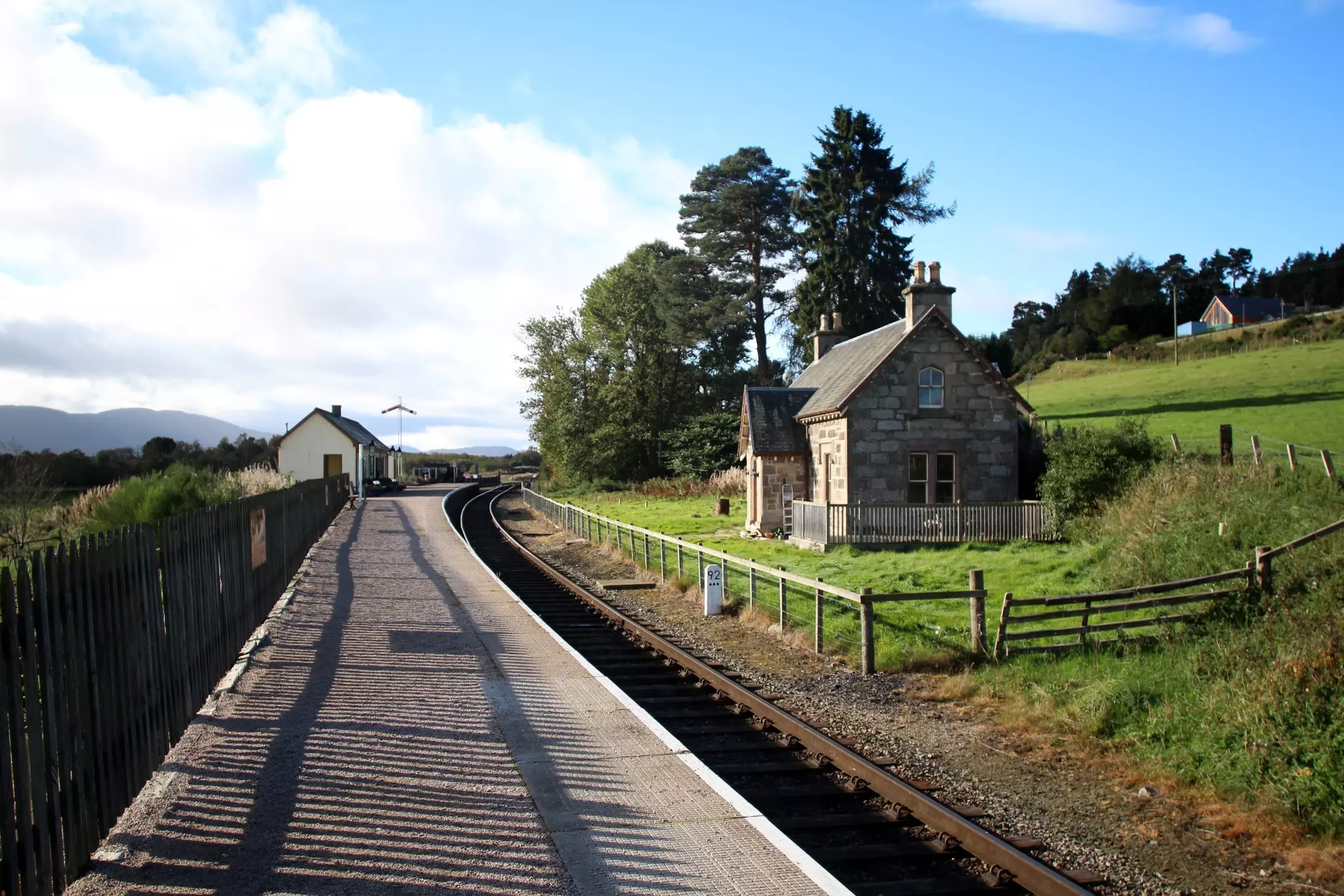 broomhill railway station speyside scotland in sunshine, License Type: media, Download Time: 2026-06-26T16:20:31.000Z, User: Sarahstocking, Editorial: false, purchase_order: 65050 - Digital Destinations and Articles, job: Digital, client: top places scotland, other: Sarah Stocking