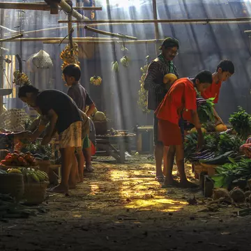 Produce for sale in a market in Jakarta, Indonesia. 