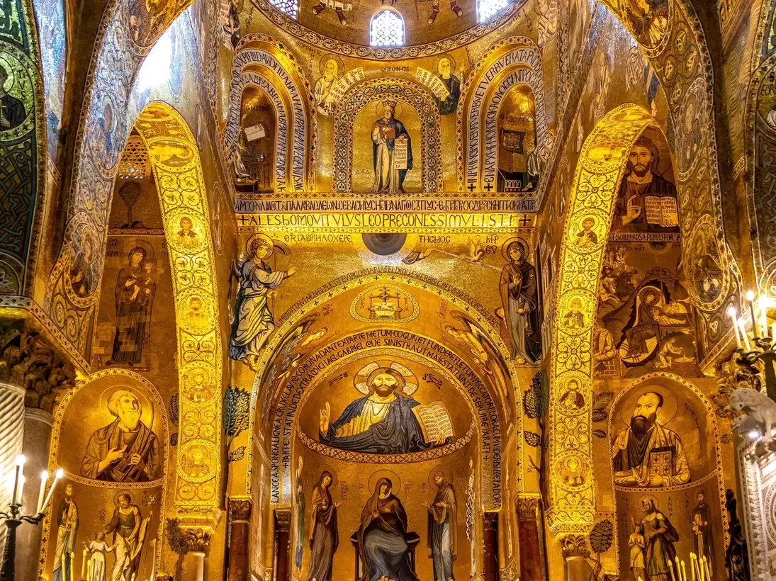 Interior of the Palatine Chapel of Palermo in Sicily, Italy