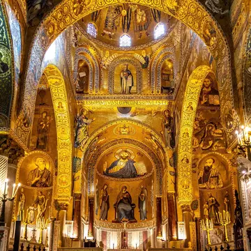 Interior of the Palatine Chapel of Palermo in Sicily, Italy