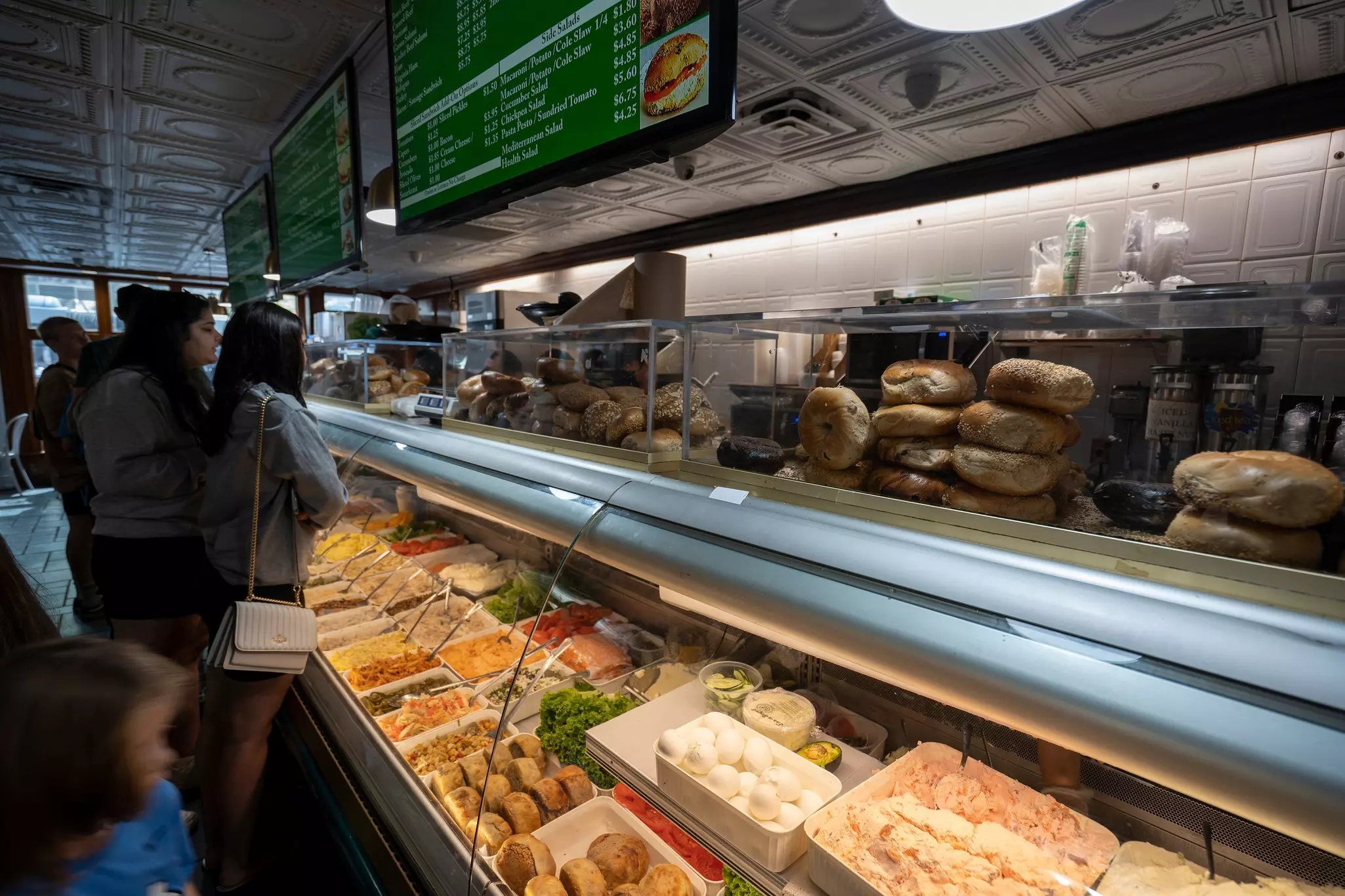 Bakery display case in the Ess-a-Bagel shop in Midtown East, New York City.